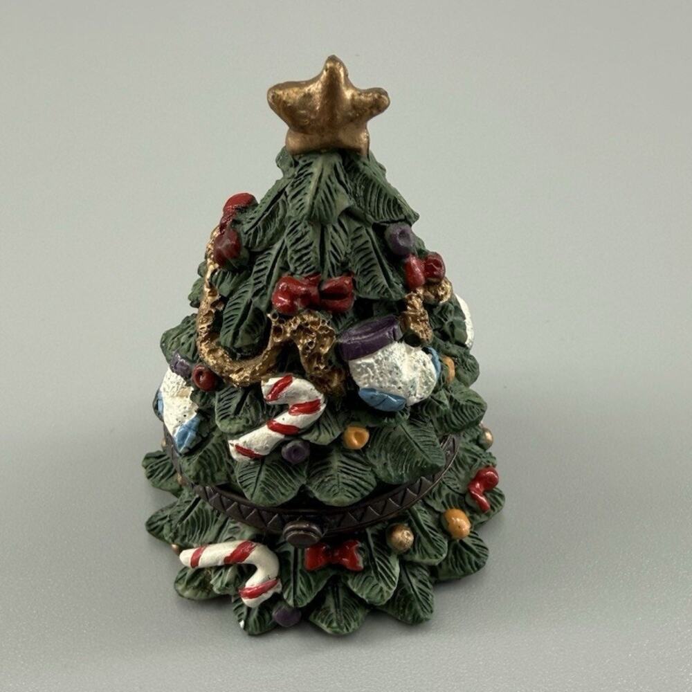 Vintage Christmas Tree Trinket Box Hinged Resin Holiday Decor By Albert Price